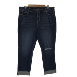 Boyfriend Distressed Roll Cuffed Jeans Size 17